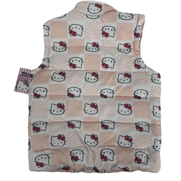 NWT Hello Kitty Girls Pink All Over Print Puffer Vest Large - Picture 3 of 8
